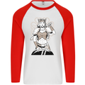 A Female Viking Shield Maiden Warrior Mens L/S Baseball T-Shirt White/Red