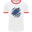 Torn EU Flag European Union Flag Football Mens Ringer T-Shirt White/Red