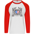 I Love You America 4th of July USA Flag Mens L/S Baseball T-Shirt White/Red