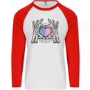I Love You America 4th of July USA Flag Mens L/S Baseball T-Shirt White/Red