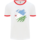 Torn Djibouti Flag Djiboutians Day Football Mens Ringer T-Shirt White/Red
