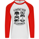 Control Freak Funny Gaming Gamer Mens L/S Baseball T-Shirt White/Red