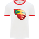 Curled Grenada Flag Grenadians Day Football Mens Ringer T-Shirt White/Red
