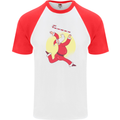 Santa Baton Twirling Christmas Gymnastics Xmas Mens S/S Baseball T-Shirt White/Red