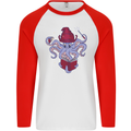 An Octopus Wizard Magic Magician Mens L/S Baseball T-Shirt White/Red