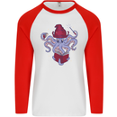 An Octopus Wizard Magic Magician Mens L/S Baseball T-Shirt White/Red