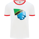 Curled Tanzania Flag Tanzanian Day Football Mens Ringer T-Shirt White/Red