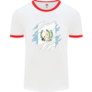 Torn Guatemala Flag Guatemalan Day Football Mens Ringer T-Shirt White/Red