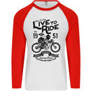 Live to Ride Motorbike Motorcycle Biker Mens L/S Baseball T-Shirt White/Red