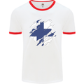 Torn Finland Flag Finnish Day Football Mens Ringer T-Shirt White/Red