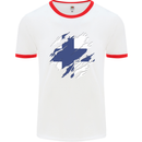 Torn Finland Flag Finnish Day Football Mens Ringer T-Shirt White/Red