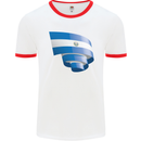 Curled Salvador Flag Salvadoran Day Football Mens Ringer T-Shirt White/Red