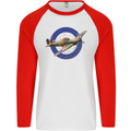 Hawker Hurricane With RAF Ensign Mens L/S Baseball T-Shirt White/Red