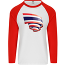 Curled Thailand Flag Thai Day Football Mens L/S Baseball T-Shirt White/Red