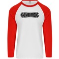 Snowboarding Snow Board Snowboarder Mens L/S Baseball T-Shirt White/Red