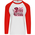 There's a New Gamer in Town Gaming Mens L/S Baseball T-Shirt White/Red