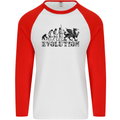 Evolution of Welsh Rugby Player Union Funny Mens L/S Baseball T-Shirt White/Red