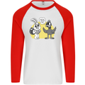 Easter Funny Chicken Eggs & Rabbit Mens L/S Baseball T-Shirt White/Red