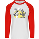 Easter Funny Chicken Eggs & Rabbit Mens L/S Baseball T-Shirt White/Red