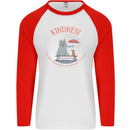 Kindness a Gift Funny Dog Elephant Mens L/S Baseball T-Shirt White/Red