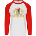 A Shiba Inu Dog Mens L/S Baseball T-Shirt White/Red