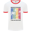Beach Please Im on Vacation Funny Mens Ringer T-Shirt White/Red