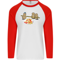 Potato Murder Funny Food BBQ Chef Mens L/S Baseball T-Shirt White/Red