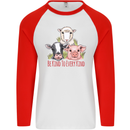 Vegan Kind to Ever Kind Vegetarian Mens L/S Baseball T-Shirt White/Red