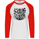 Tribal Triathlon Swimming Running Cycling Mens L/S Baseball T-Shirt White/Red