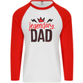 Legendary Dad Fathers Day Mens L/S Baseball T-Shirt White/Red