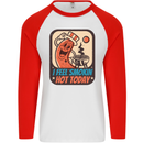 BBQ Smokin Hot Today Funny Grill Mens L/S Baseball T-Shirt White/Red