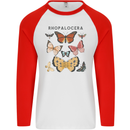 Rhopalocera Butterfies Butterfly Mens L/S Baseball T-Shirt White/Red