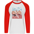 Petanque Balls Boules Bowls Mens L/S Baseball T-Shirt White/Red