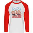 Petanque Balls Boules Bowls Mens L/S Baseball T-Shirt White/Red