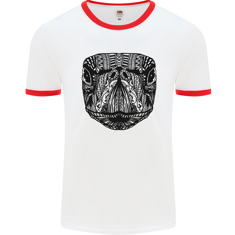 Turtle Mandala Art Tortoise Mens Ringer T-Shirt White/Red