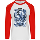 Rap Music Collage Gangster Hip Hop Mens L/S Baseball T-Shirt White/Red