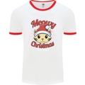 Christmas Cat Meowy Funny Christmas Mens Ringer T-Shirt White/Red