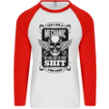 Im a Mechanic No Wont Fix For Free Funny Mens L/S Baseball T-Shirt White/Red