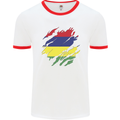 Torn Mauritius Flag Mauritians Day Football Mens Ringer T-Shirt White/Red