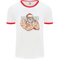 Bad Santa Christmas Tattoo Xmas Biker Gym Mens Ringer T-Shirt White/Red