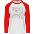 Roller Skating Boot Blueprint Mens L/S Baseball T-Shirt White/Red