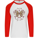 Beauty Within Butterfly Butterflies Mens L/S Baseball T-Shirt White/Red