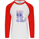 Cute Kawaii Baby Dragon Mens L/S Baseball T-Shirt White/Red