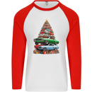 Muscle Car Christmas Tree Xmas Classic Mens L/S Baseball T-Shirt White/Red
