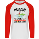 Weekend Forecast Golf with a Chance of Drinking Mens L/S Baseball T-Shirt White/Red