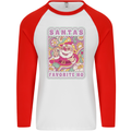 Santa's Favourite HO Funny Hippy Trippy Christmas Mens L/S Baseball T-Shirt White/Red