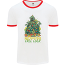 Best Christmas Tree Ever T-Rex Xmas Dinosaur Mens Ringer T-Shirt White/Red