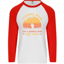 Fishing Mom Like a Normal but Cooler Mens L/S Baseball T-Shirt White/Red