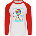 Autism Awareness Embrace Amazing Autistic Mens L/S Baseball T-Shirt White/Red