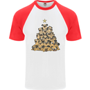 Christmas Pug Funny Dog Xmas Tree Mens S/S Baseball T-Shirt White/Red